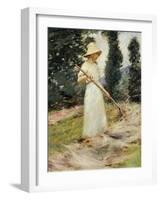 Girl Raking Hay-Theodore Robinson-Framed Giclee Print