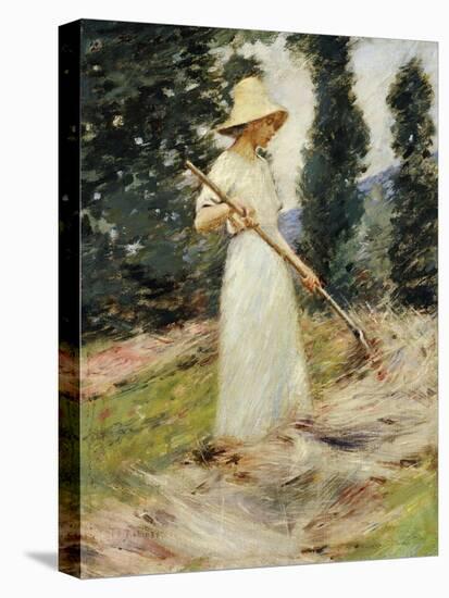 Girl Raking Hay-Theodore Robinson-Stretched Canvas