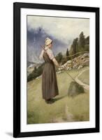 Girl raking hay-Axel Hjalmar Ender-Framed Giclee Print