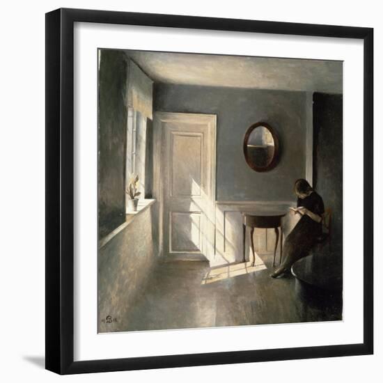 Girl Reading a Letter in an Interior, 1908-Peter Vilhelm Ilsted-Framed Giclee Print