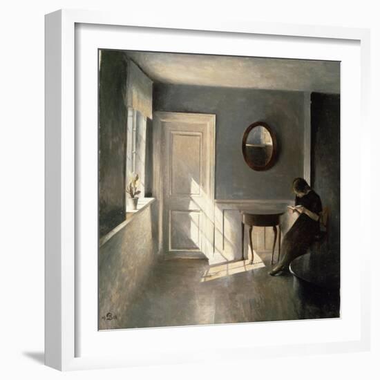 Girl Reading a Letter in an Interior, 1908-Peter Vilhelm Ilsted-Framed Giclee Print