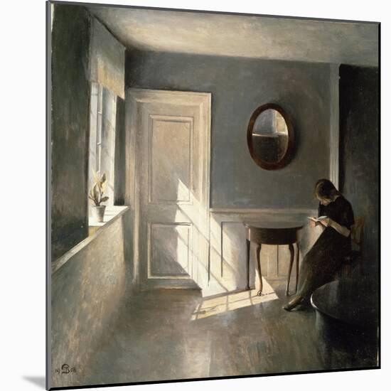 Girl Reading a Letter in an Interior, 1908-Peter Vilhelm Ilsted-Mounted Giclee Print