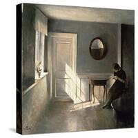 Girl Reading a Letter in an Interior, 1908-Peter Vilhelm Ilsted-Stretched Canvas