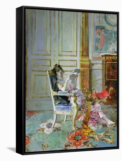 Girl Reading in a Salon, 1876-Giovanni Boldini-Framed Stretched Canvas