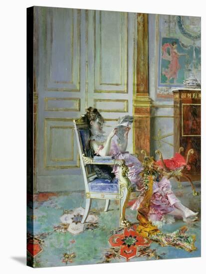 Girl Reading in a Salon, 1876-Giovanni Boldini-Stretched Canvas