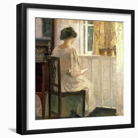 Girl Reading in a Sunlit Room-Carl Holsoe-Framed Giclee Print