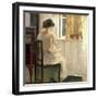Girl Reading in a Sunlit Room-Carl Holsoe-Framed Giclee Print