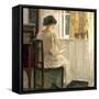 Girl Reading in a Sunlit Room-Carl Holsoe-Framed Stretched Canvas