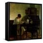 Girl Reading in an Interior-Carl Holsoe-Framed Stretched Canvas