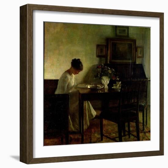 Girl Reading in an Interior-Carl Holsoe-Framed Giclee Print