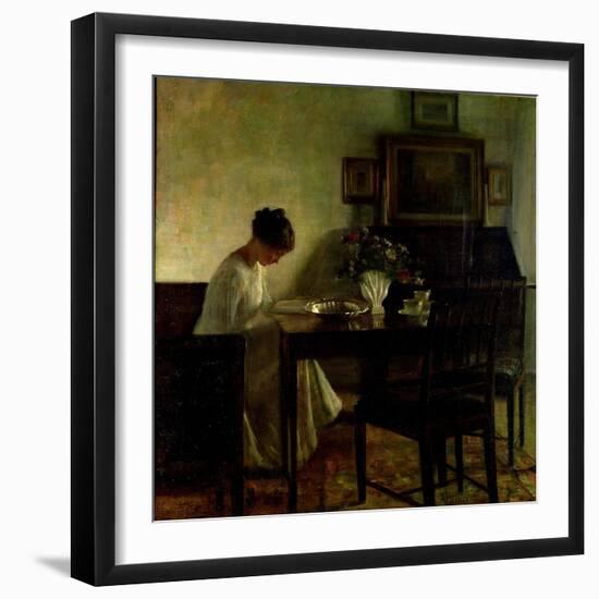 Girl Reading in an Interior-Carl Holsoe-Framed Giclee Print