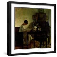 Girl Reading in an Interior-Carl Holsoe-Framed Giclee Print