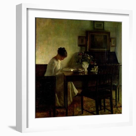 Girl Reading in an Interior-Carl Holsoe-Framed Giclee Print