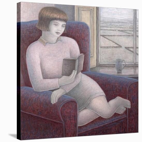 Girl Reading in Armchair-Ruth Addinall-Stretched Canvas