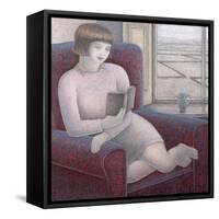 Girl Reading in Armchair-Ruth Addinall-Framed Stretched Canvas