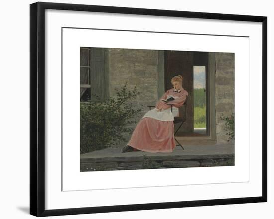 Girl Reading on a Stone Porch-Winslow Homer-Framed Premium Giclee Print