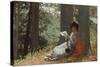 Girl Reading under an Oak Tree, 1879-Winslow Homer-Stretched Canvas