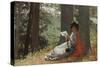 Girl Reading under an Oak Tree, 1879-Winslow Homer-Stretched Canvas