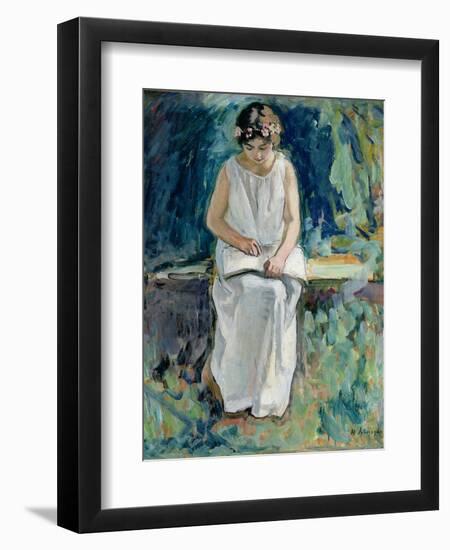 Girl Reading-Henri Lebasque-Framed Premium Giclee Print