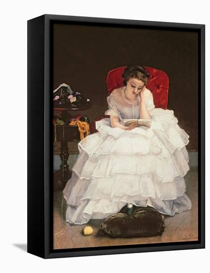 Girl Reading-Alfred Emile Léopold Stevens-Framed Stretched Canvas