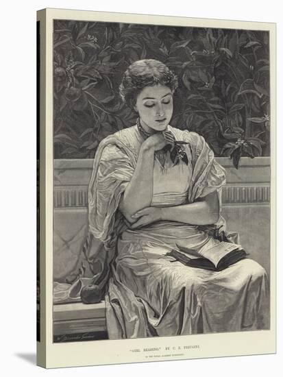 Girl Reading-Charles Edward Perugini-Stretched Canvas