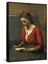 Girl Reading-Jean-Baptiste-Camille Corot-Framed Stretched Canvas