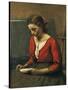 Girl Reading-Jean-Baptiste-Camille Corot-Stretched Canvas