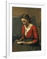 Girl Reading-Jean-Baptiste-Camille Corot-Framed Giclee Print