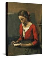 Girl Reading-Jean-Baptiste-Camille Corot-Stretched Canvas