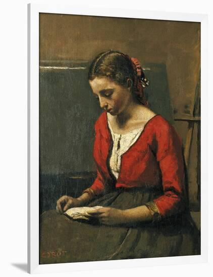 Girl Reading-Jean-Baptiste-Camille Corot-Framed Giclee Print