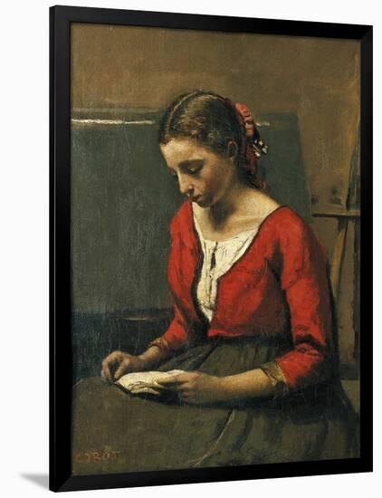 Girl Reading-Jean-Baptiste-Camille Corot-Framed Giclee Print