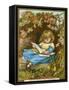 Girl Reads Among Flowers-null-Framed Stretched Canvas
