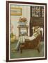 Girl Reads in Armchair-null-Framed Art Print