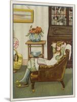Girl Reads in Armchair-null-Mounted Art Print