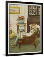 Girl Reads in Armchair-null-Framed Art Print