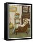 Girl Reads in Armchair-null-Framed Stretched Canvas