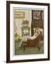 Girl Reads in Armchair-null-Framed Art Print