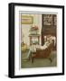 Girl Reads in Armchair-null-Framed Art Print