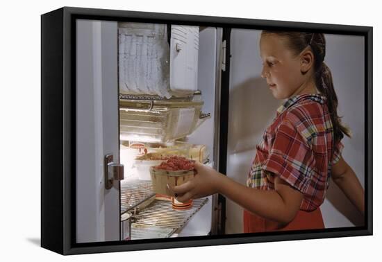 Girl Removing Raspberries from Freezer-William P. Gottlieb-Framed Stretched Canvas