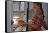 Girl Removing Raspberries from Freezer-William P. Gottlieb-Framed Stretched Canvas