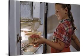 Girl Removing Raspberries from Freezer-William P. Gottlieb-Stretched Canvas