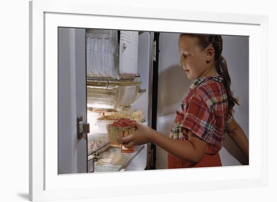 Girl Removing Raspberries from Freezer-William P. Gottlieb-Framed Photographic Print