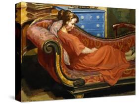 Girl Resting on a Chaise Longue, 1922 (Oil on Canvas)-Therese Lessore-Stretched Canvas