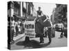 Girl Riding Elephant as a Publicity Stunt for a Radio Station-Peter Stackpole-Stretched Canvas