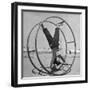 Girl Rolling in Large Wheel During Physical Education Class at North China Union University-George Lacks-Framed Photographic Print