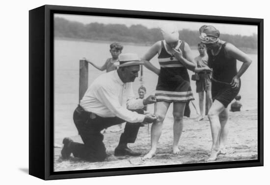 Girl's Bathing Suit Is Too Short for the Police Photograph - Washington, DC-Lantern Press-Framed Stretched Canvas