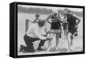 Girl's Bathing Suit Is Too Short for the Police Photograph - Washington, DC-Lantern Press-Framed Stretched Canvas