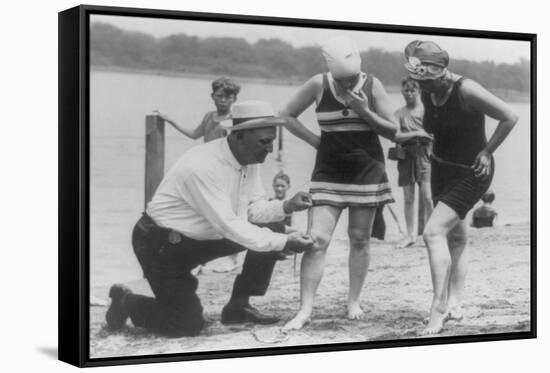 Girl's Bathing Suit Is Too Short for the Police Photograph - Washington, DC-Lantern Press-Framed Stretched Canvas