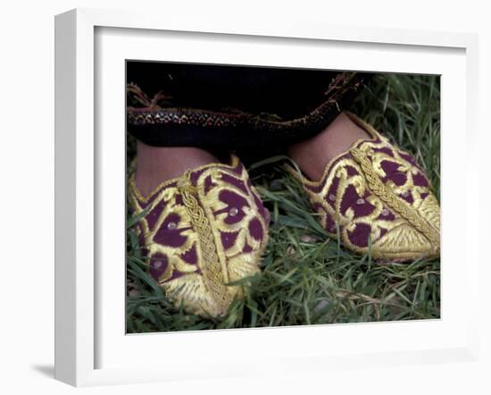 Girl's Embroidered Babouches (Slippers), Morocco-Merrill Images-Framed Premium Photographic Print