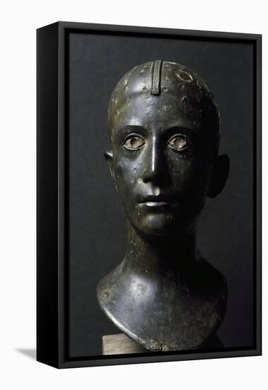 Girl's Head in Bronze-null-Framed Stretched Canvas